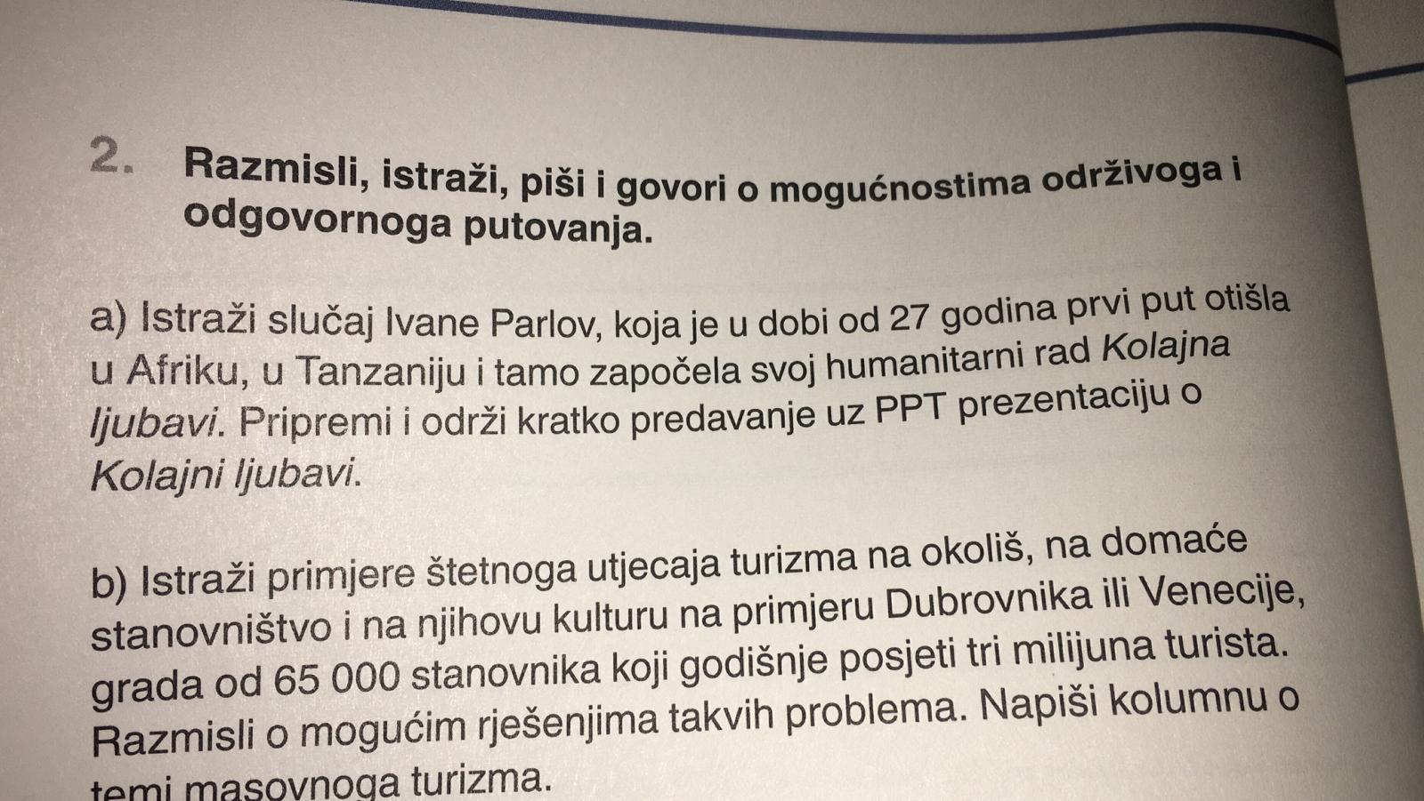 Kolajna ljubavi in the book for 3rd grade secondary school